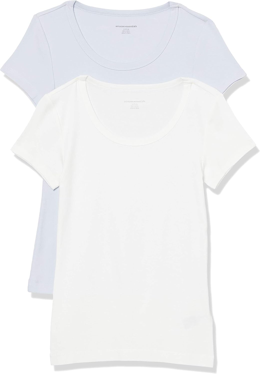  Essentials Women's 2-Pack Slim-Fit Cap-Sleeve Scoopneck T-Shirt: Clothing