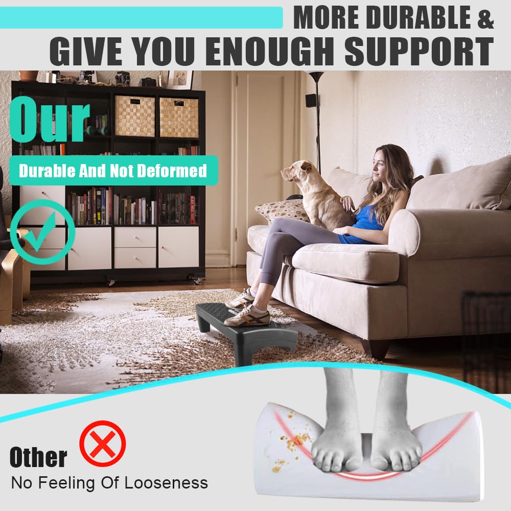 Gulymm Foot Rest Under Desk at Work, Ergonomic Foot Stool with Massage Rollers Upgrade Max-Load Design, Portable Footstool Leg Rest Under Desk, Footrest Comfortable for Pressure Relief at Home Office