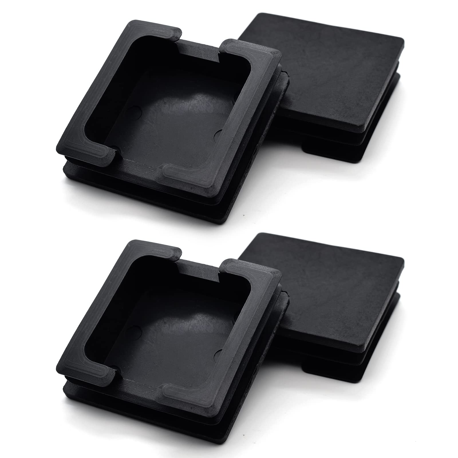 4PCS 38mm Square Plastic Plug, Square Tubing End Caps, Tubing Post End Cap for Square Tubing/Black Plastic Square Plugs