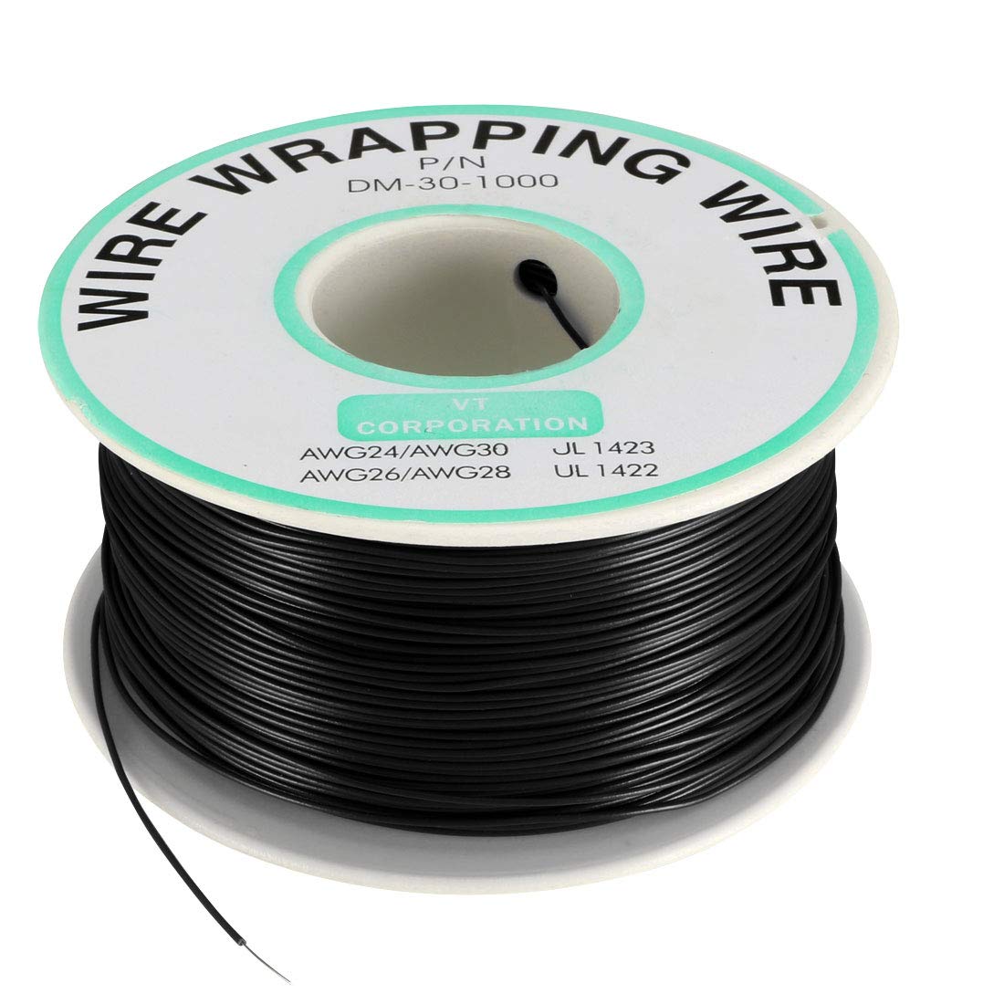 uxcell OK Wire Tin Plated Copper Cord Wire Wrapping P/N DM-30-1000 30 AWG 650ft Length Black