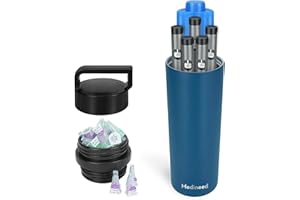 MEDINEED Insulin Cooler Travel Case TSA Approved, 60H 3-6 Pens Diabetes Care Medicine Travel Cooler, Refrigerated Medicine Case with Ice Packs, Medication Organizer for Diabetic Supplies Carrying (Blue)