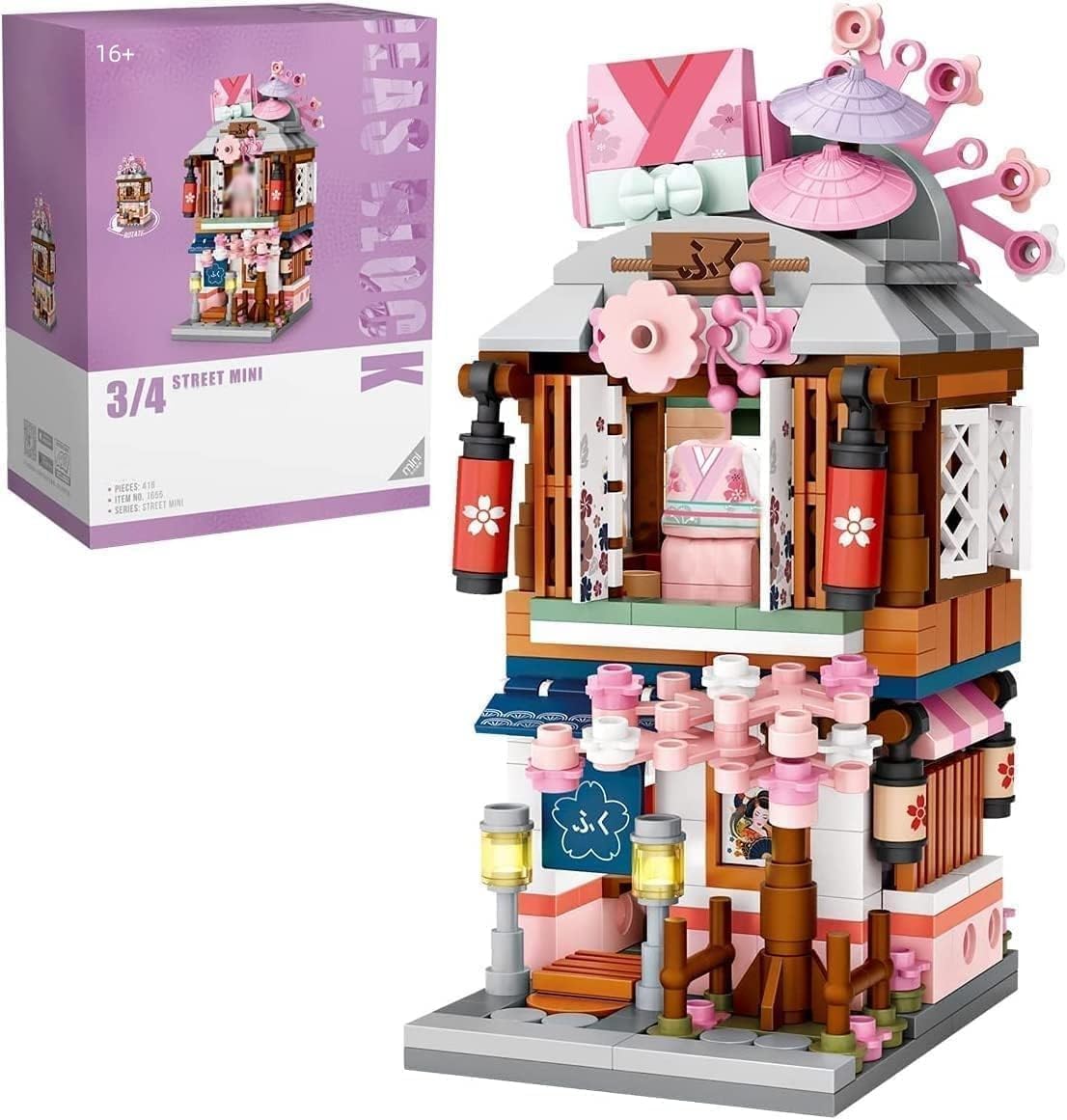 Japanese Street Kimono Shop Building Blocks, 418Pcs Architecture Model Modular House Building Sets NOT Compatible with Major Brands