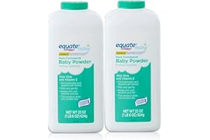 EQUATE Pure Cornstarch Baby Powder Aloe and Vitamin E (22 oz - 2 Pack)