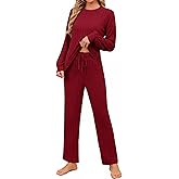 Chicingyou Women 2 Piece Lounge Set 2026 Casual Long Sleeve Pajama Set Ribbed Knit Loungewear Comfy Matching Winter Outfit