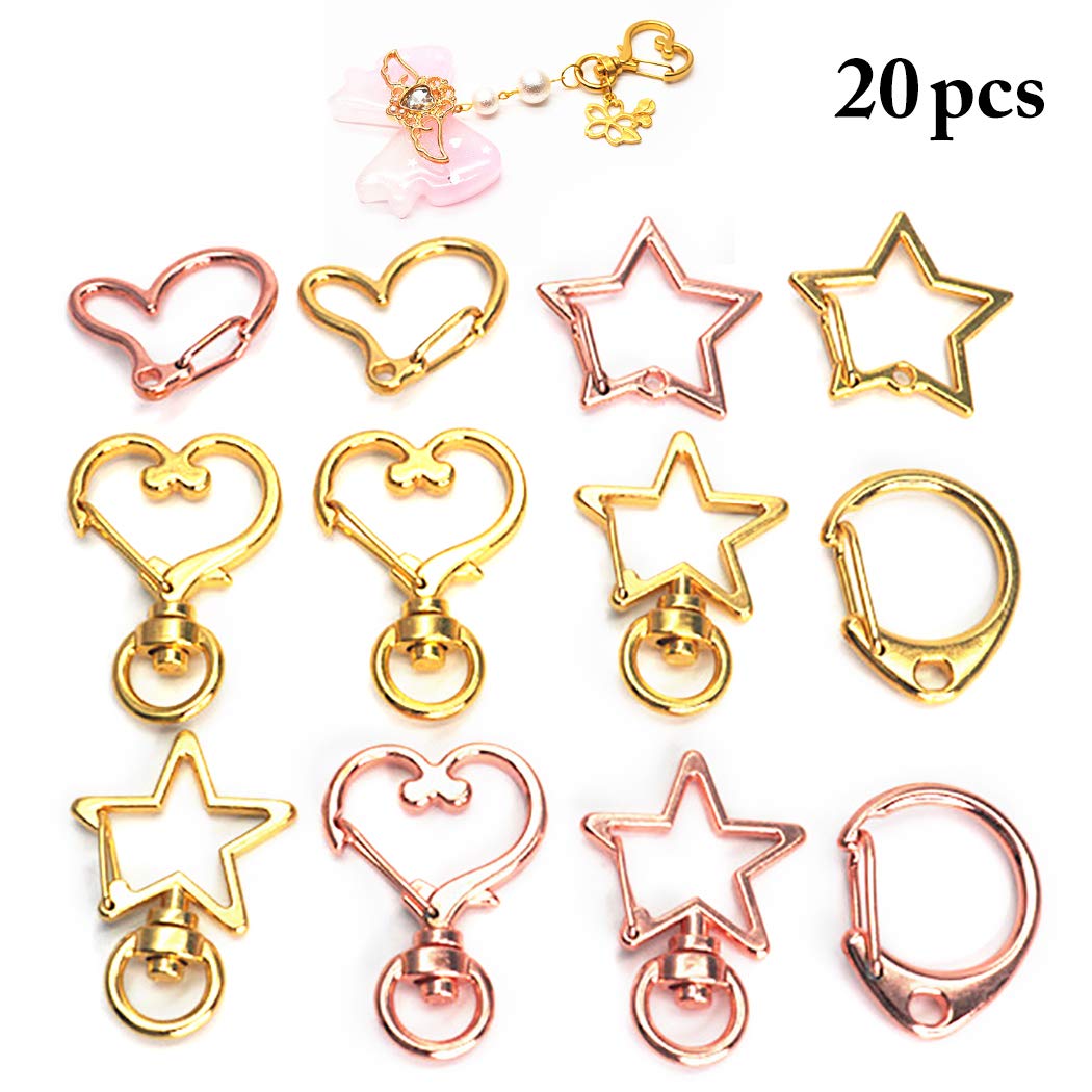 Funpa 20PCS Keychain Hook DIY Decorative Assorted Types Keychain Clip Snap Hook Amazon.in Home