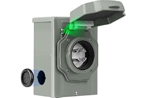 KTOEBYCO 30 Amp Generator Inlet Box, NEMA L14-30P Pre-Drilled Power Inlet Box for 4 Prong Generator Cord, 125/250V, 7500Watts Inlet Box with LED Power Indicator for Weatherproof Outdoor Use,ETL Listed