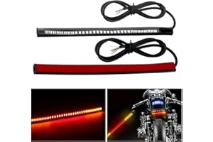 Qasim Motorcycle LED Tail Light Strip Turn Signal Light Brake Light, 48 LED 8" Flexible Light Blinker Strip for Integrated Mo