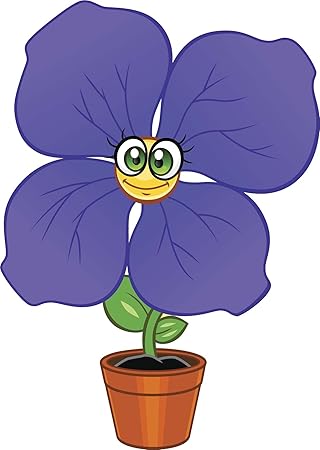 Amazon Com Pretty Happy Kawaii Flor Dibujos Animados En Maceta Color Morado Iris Vinilo Calcomania Automotive
