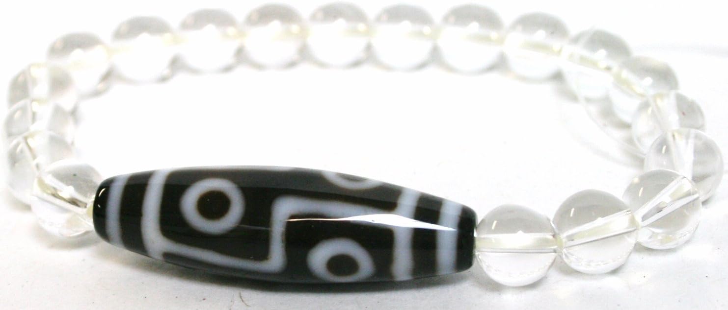 6 Eye Dzi Bracelet with Clear Quartz