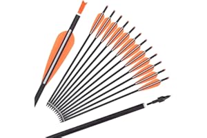 TY ARCHERY Carbon Crossbow Bolts 16 18 20 Inch Hunting Archery Arrows with 4" Vanes Replaced Arrowhead Tip (Pack of 12)