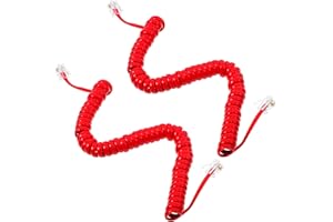 Levemolo 2Pcs Red Telephone Cord Spiral Phone Receiver Cords Flexible Landline Coil Cables for Stable Signal