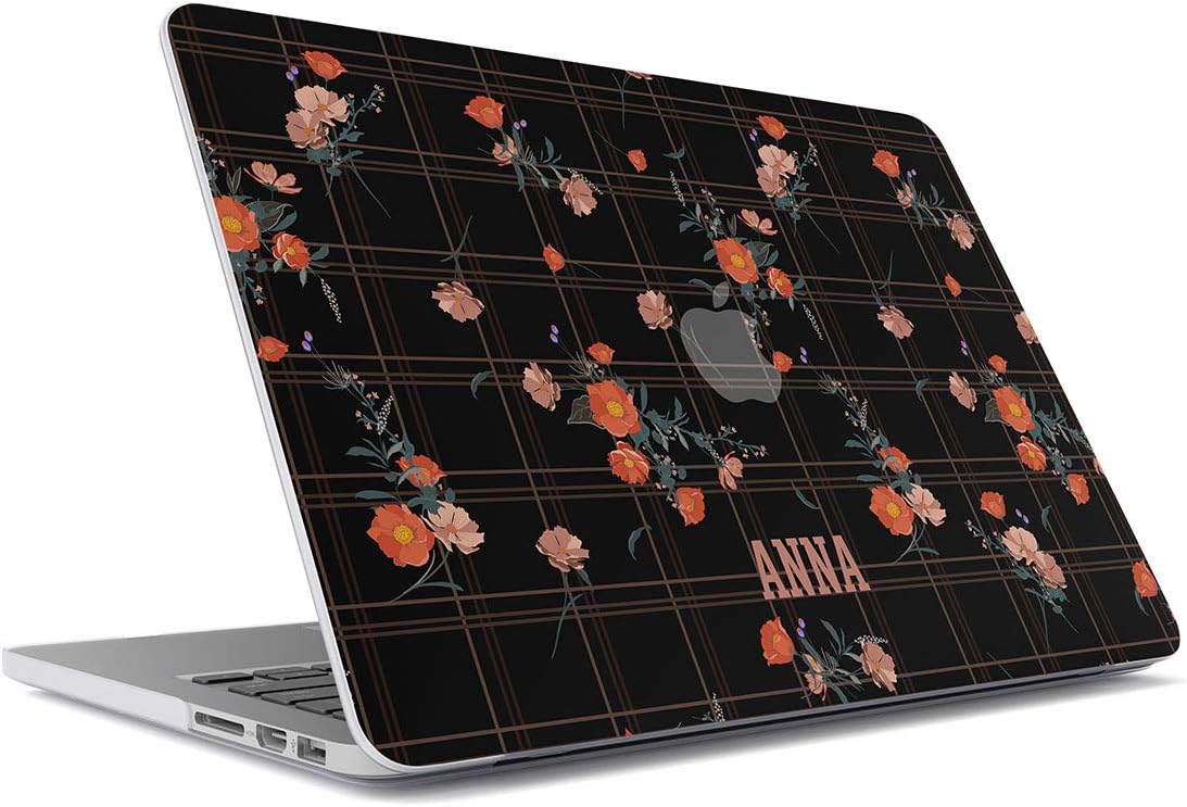 Personalized Slim Plastic Hard Case Cover Compatible With, Macbook Air 13 Inch Model: A1466, A1369 Custom Name Surname Letter Text Initial Customized Roses Vintage Flowers Floral Blossom Stone
