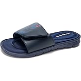 FUNKYMONKEY Memory Foam Sandals for Men, Outdoor Adjustable Comfort Graphic Strap Slide Sandals