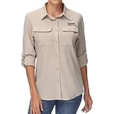 BASSDASH Women's UPF 50 Long Sleeve Fishing Hiking Button Down Shirt Performance Quick Dry FS21W
