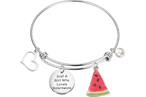 FAADBUK Funny Watermelons Bracelet Fruit Lover Gift Just A Who Loves Watermelons Jewelry Bracelet Watermelons Lover Gift Watermelons Jewelry (Watermelons BR-S)