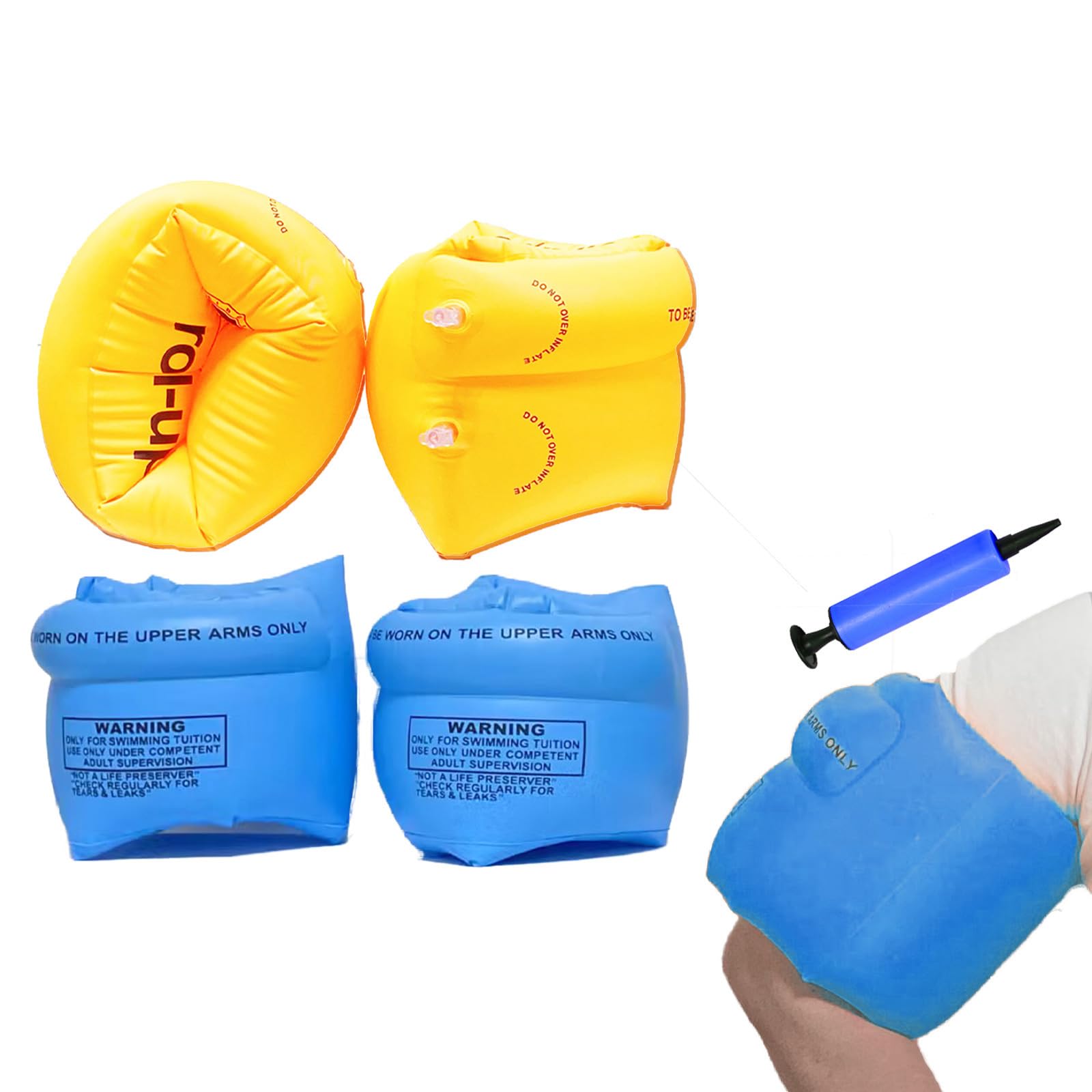 Photo 1 of 4 Pack Inflatable Arm Floaties Swim Arm Bands Swimming Tube Floater Water Wings for Adult Kids