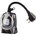 NSI TORK 602b Mechanical Outdoor Plug-in Timer, 2 Outlets, Grounded/Outdoor Lighting Timer 15-Amp 24-Hour Mechanical Plug-In General Purpose Timer with 6 1/2-Inch Cord - Multiple On/Off Settings