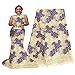 Ourwin 5 Yards African Net Lace Fabrics Nigerian French Fabric Embroidery and Rhinestones Guipure Cord Lace (Cream)