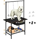 35.8"L*23.6"W Dog Grooming Table with Drawer &amp; Wheel for Medium Large Dog | Movable Pet Grooming Table with Removable Mat &amp; Mesh Tray &amp; EVA Lanyard,Professional Grooming Table for Dog at Home