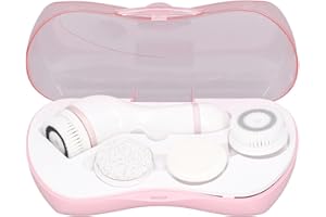 Jiawu Facial Cleansing Brush, Electric Exfoliating Spin Cleanser Device, Rechargeable and Waterproof Face Scrubber with 3 Bru