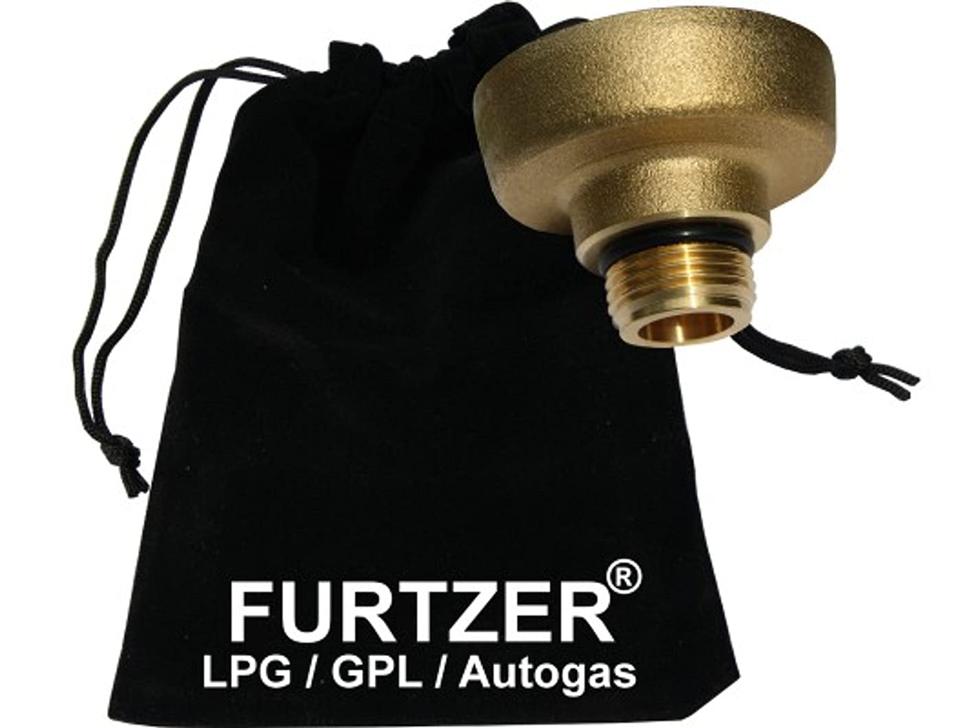 Furtzer® LPG GPL autogas filling point adapter M22 (1 3/4' X W21.8) DISH short version (ca. 35mm) with fabric bag
