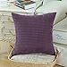 CaliTime Cozy Throw Pillow Cover Case for Couch Sofa Bed Comfortable Supersoft Corduroy Corn Striped Both Sides 18 X 18 Inches Deep Purple