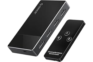 ORICO HDMI Splitter 4K 60Hz 3 in 1 Out, HDMI 2.0 Switcher, 3 Port HDMI Switch Selector Box with IR Remote Control and Power C