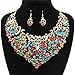 Womens Luxury Rhinestone Crystal Choker Necklace and Earring Set Bride Jewelry Set