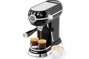 KITCHMIX Espresso Machine with Milk Frother, 20 Bar Espresso Maker for Latte and Cappuccino, Expressions Coffee Machine with Removable Water Tank (Black)