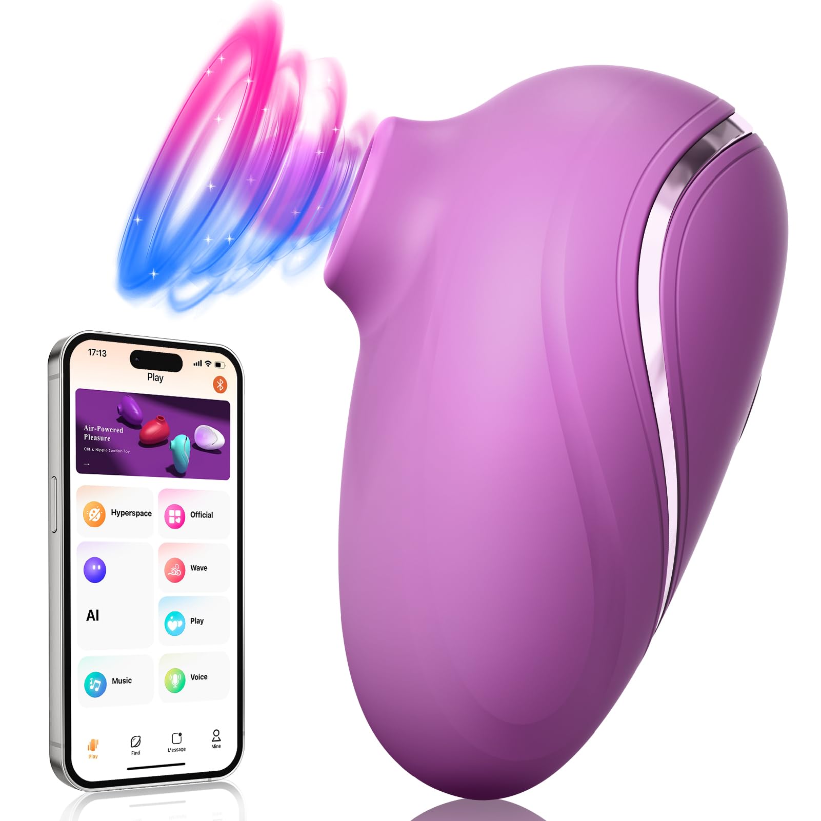 Photo 1 of Clitoral and Nipple Sucking Vibrator with App Control, 7 Modes, Waterproof, Quiet - Remote Control for Couples, Rechargeable Women’s Adult Toy