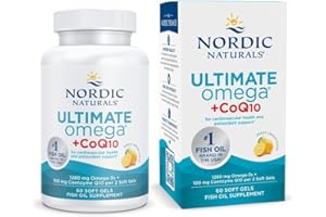 Nordic Naturals Ultimate Omega + CoQ10, Lemon - 60 Soft Gels - 1280 mg Omega-3 + 100 mg CoQ10 - Heart Health, Cellular Energy, Antioxidant Support - Non-GMO - 30 Servings