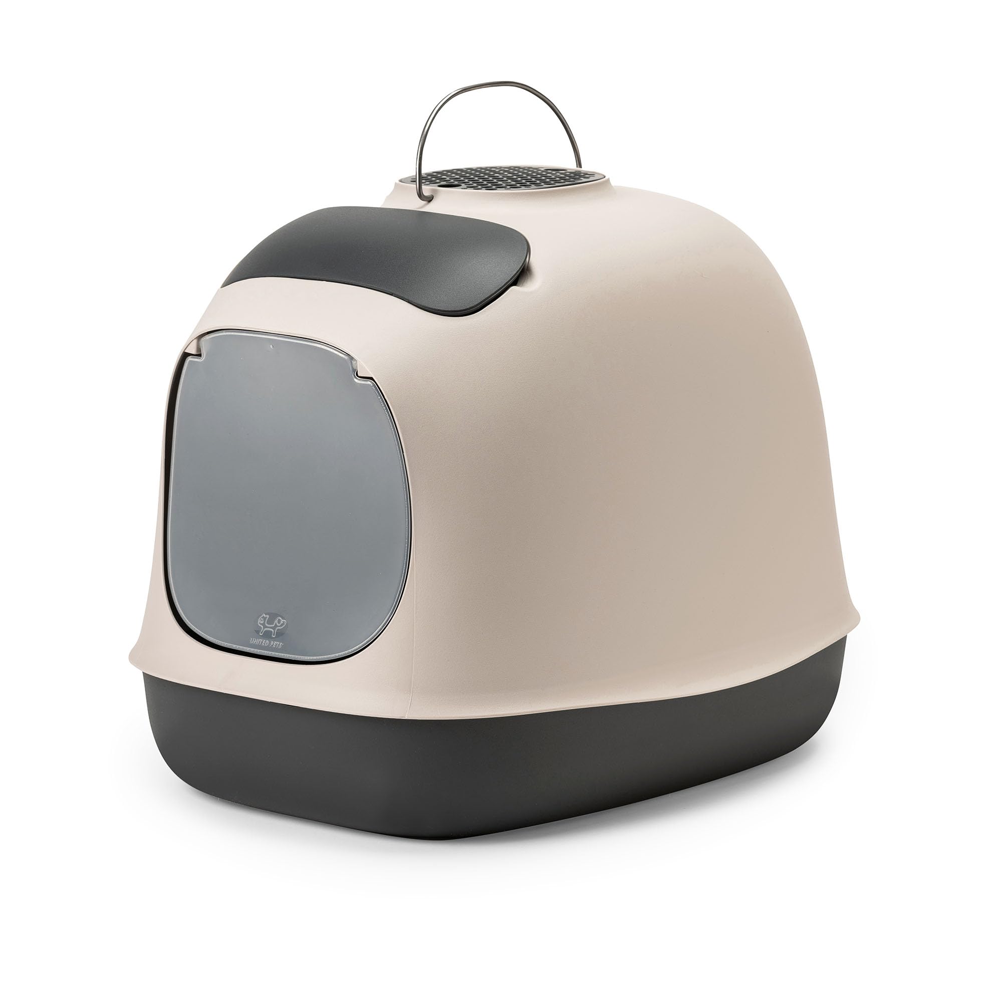 United Pets Minu Hooded Cat Litter Box, Made in Italy, Scoop and Filter included, Grey/Dark Grey, Italian Design