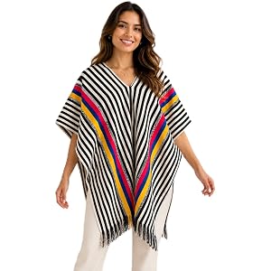 JETa Imports Traditional Colombian Poncho – One Size Fits Most – Handmade Style Outerwear – Imported from Colombia