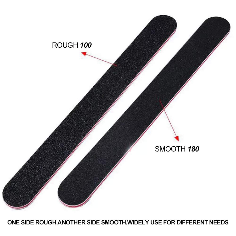 10PCS Professional Nail File Set, Nail Files & Buffers, Double Sided Emery Board (100/180 Grit) - Nail Buffering Files for Home and Salon Use, Professional Nail Files for Acrylic False Nails : Beauty