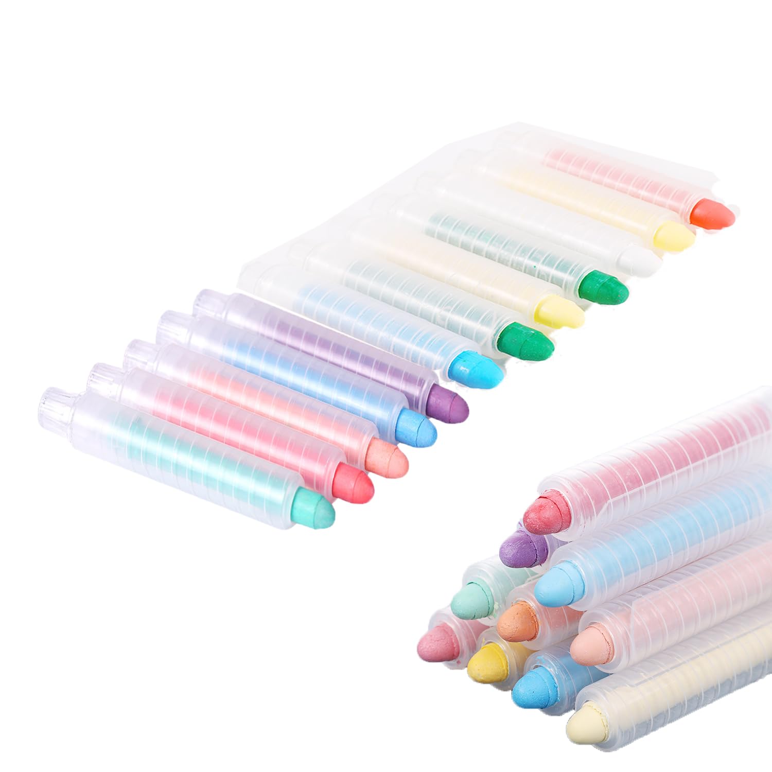 12pcs Dustless Chalk for Kids, Colored Sidewalk Chalk with Holder, Color twistable Chalk Washable Chalkboard Chalk Kids' Drawing Chalks for Blackboard Toddler Children Drawing Writing.
