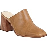 Trish Lucia Womens Chunky Stacked Heel Mules Closed Square Toe Heeled Slip on Clogs Casual Backless Loafers Shoes
