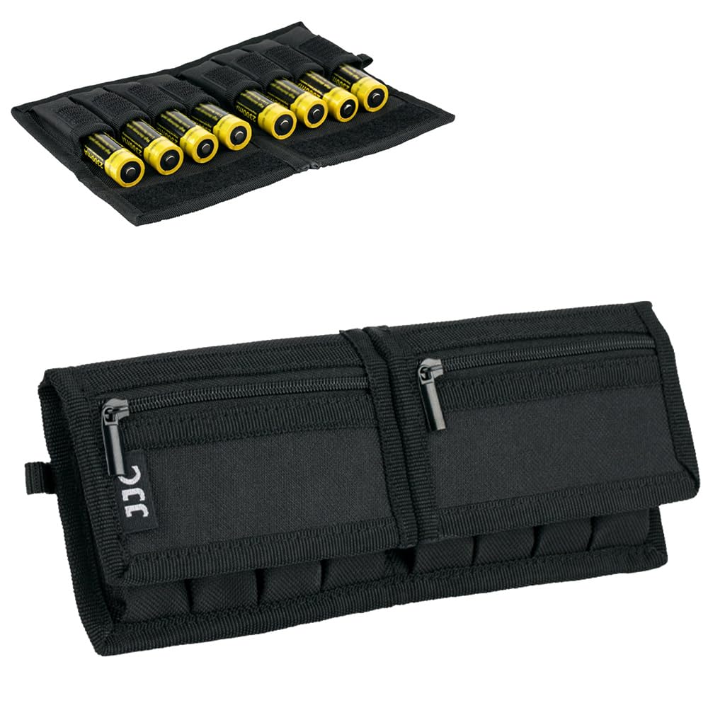 JJC Water-resistant Battery Pouch Batteries Organizer SD Memeroy Card Case Holder for 8 X 18650 Battery + 4 X SD Card, Battery Holder Storage Carrying Case Bag