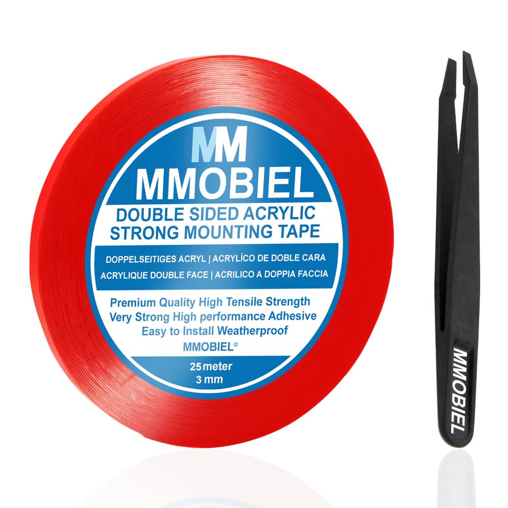 MMOBIEL 3 mm Double Sided Layer Acrylic Strong Adhesive Mounting Tape 25m long Weatherproof Removable