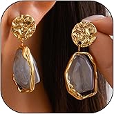 Vintage Crystal Dangle Earrings Gold Statement Dangle Chunky Gold Earrings for Women Brown Bronze Earring Vintage Jewelry Accessories for Party Outfits Trendy Jewelry Gifts
