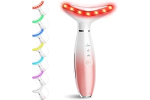Red Light Therapy Devices for Face & Neck - Facial Massager with Heated & Vibration for Skin Tightening & Wrinkles, 7 Colors 