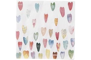 Boston International IHR 20-Count 3-Ply Cocktail Beverage Paper Napkins, 5 x 5-Inches, Rainbow Hearts