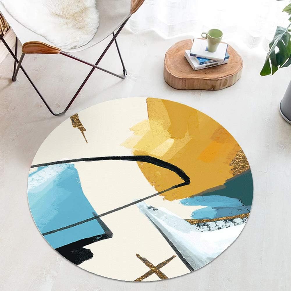 Home Round Carpet, Creative Graffiti Floor Mat Modern Non-slip Rugs Bedroom Floor Pad (Size : 120cm/47.24in)