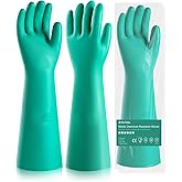 ThxToms Long Nitrile Chemical Resistant Gloves, Reusable Heavy Duty Safety Work Gloves, Acid, Alkali and Oil Protection