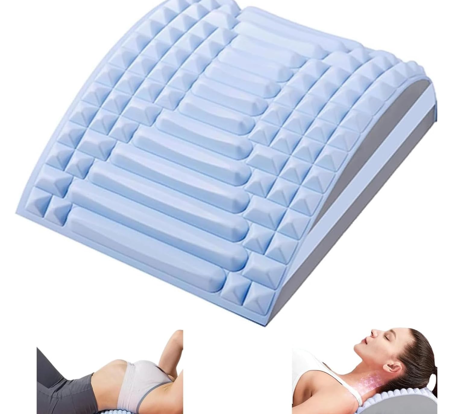 Photo 1 of Acemend Neck & Back Stretcher Refresh Neck & Back Stretcher Posture Corrector Lumbar Back Stretcher for Lower Back Pain Relief Adjustable Sciatica Pain Relief Device Lower Back Upper Back (Blue)
