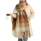 MININAI Chunky Winter Scarfs for Women Cold Weather Warm Knit Thick Plaid Scarf Long Large Oversized Checked Scarves
