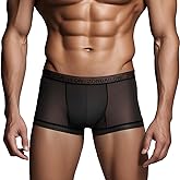 YINYOUYU Mens Sexy Ice Silk Underwear See Through Boxers Super Thin Sheer Trunk Bulge Pouch Boxer Briefs