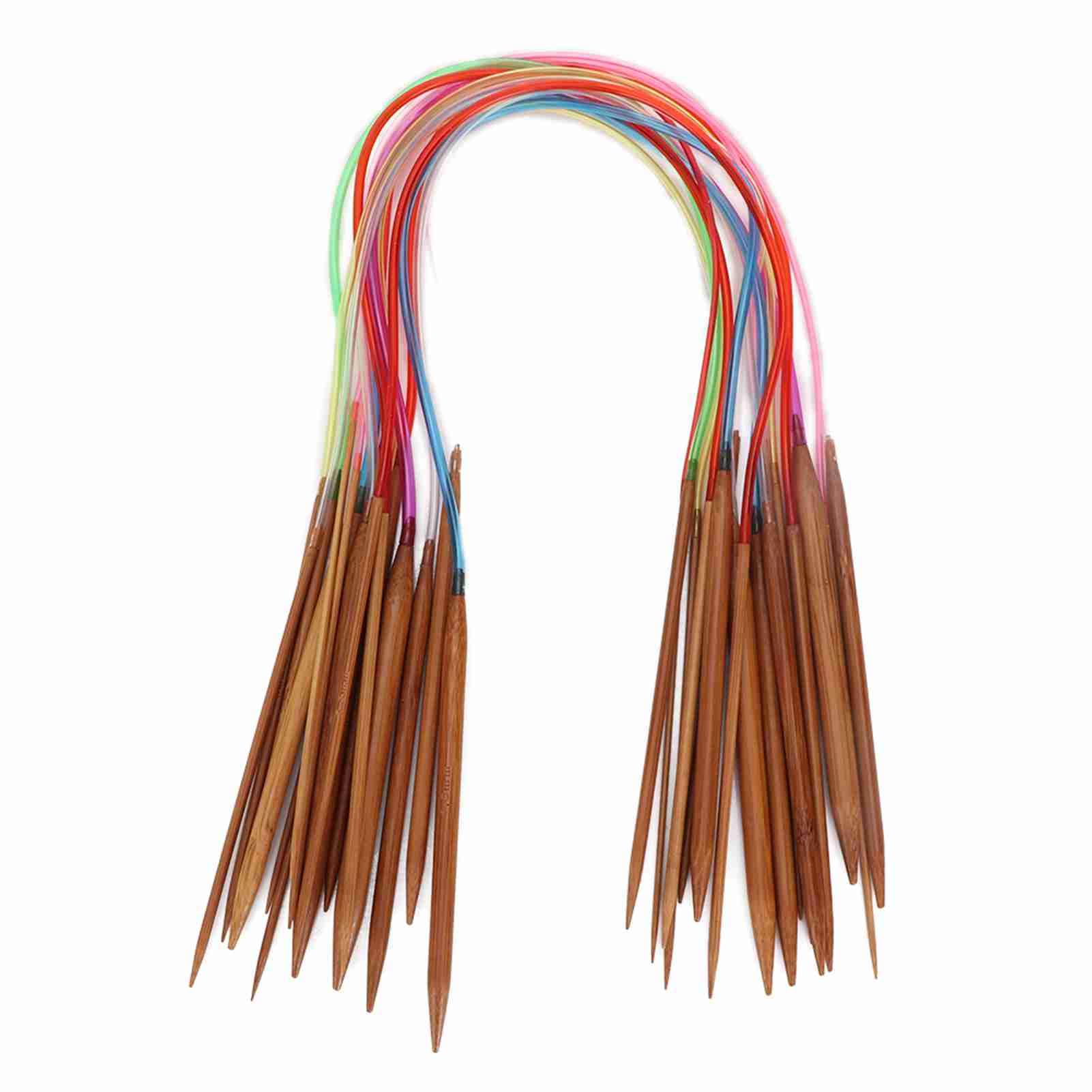 Bamboo Knitting Needles Set Circular Knitting Needles Double Pointed Sweater Needles Weaving Tools Knitting Kits with Colorful Plastic Tube(100 cm/39.4 in)