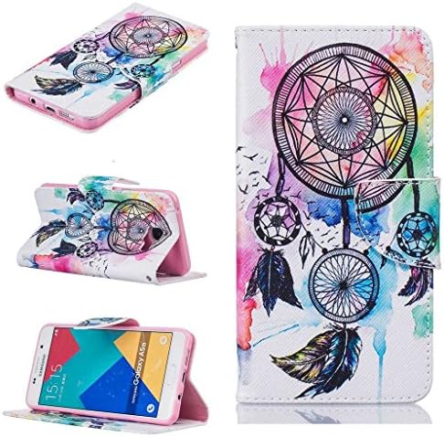 KKEIKO® Galaxy A5 2016 Case [with Free Tempered Glass Screen Protector], Leather Colorful Pattern Design Flip Wallet Case, Premium Protective Bumper Cover for Samsung Galaxy A5 2016 (Colorful)