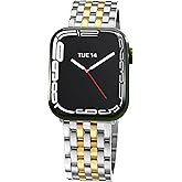 Seven-link Watch Band for Apple Watch Series 11, 10, 9, 8, 7, 6, 5, 4, 3, 2, 1 and SE 3/2/1 for Women, Dressy Stainless Steel Metal Band for Apple Watch 40mm 41mm 42mm 38mm 44mm 45mm 46mm for iWatch