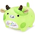 Sausudols 9.8'' Cow Plush Stuffed Animals Birthdays Gifts, Green Cow Plush Pillow Soft Cute Plushie, Chubby Plush Toy Birthday Gifts for Kids Girlfriend